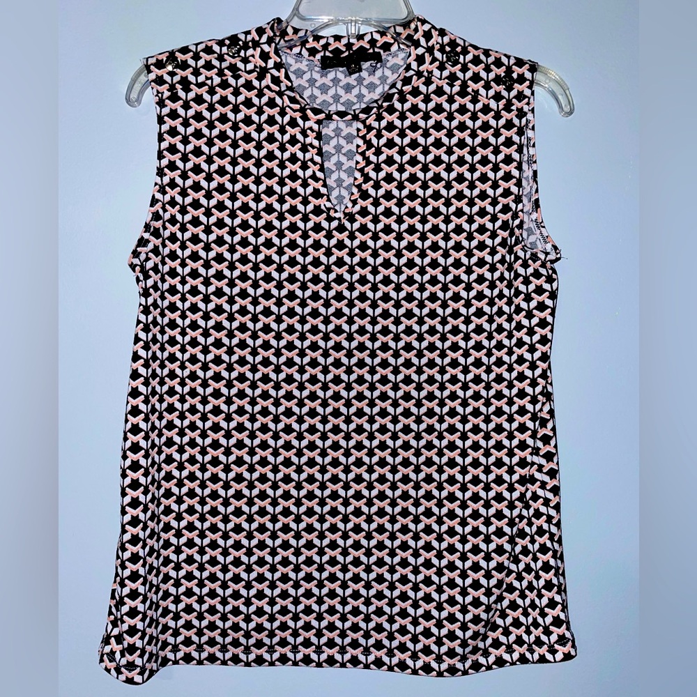 ☕️Adrienne Vittadini Stylish Black and Pink Women's Top - Picture 1 of 6